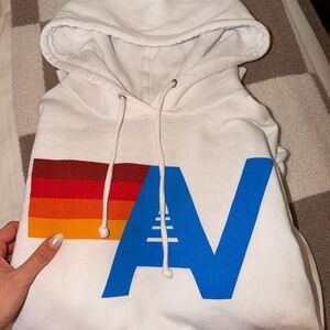 White aviator nation hoodie with Colorful Logo